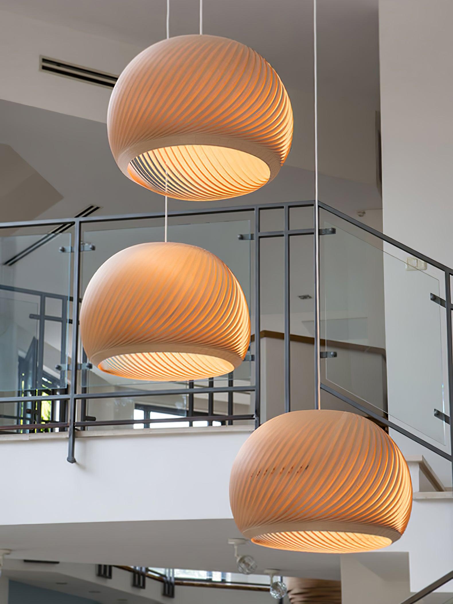 Spirava - Suspension spirale vintage en bois