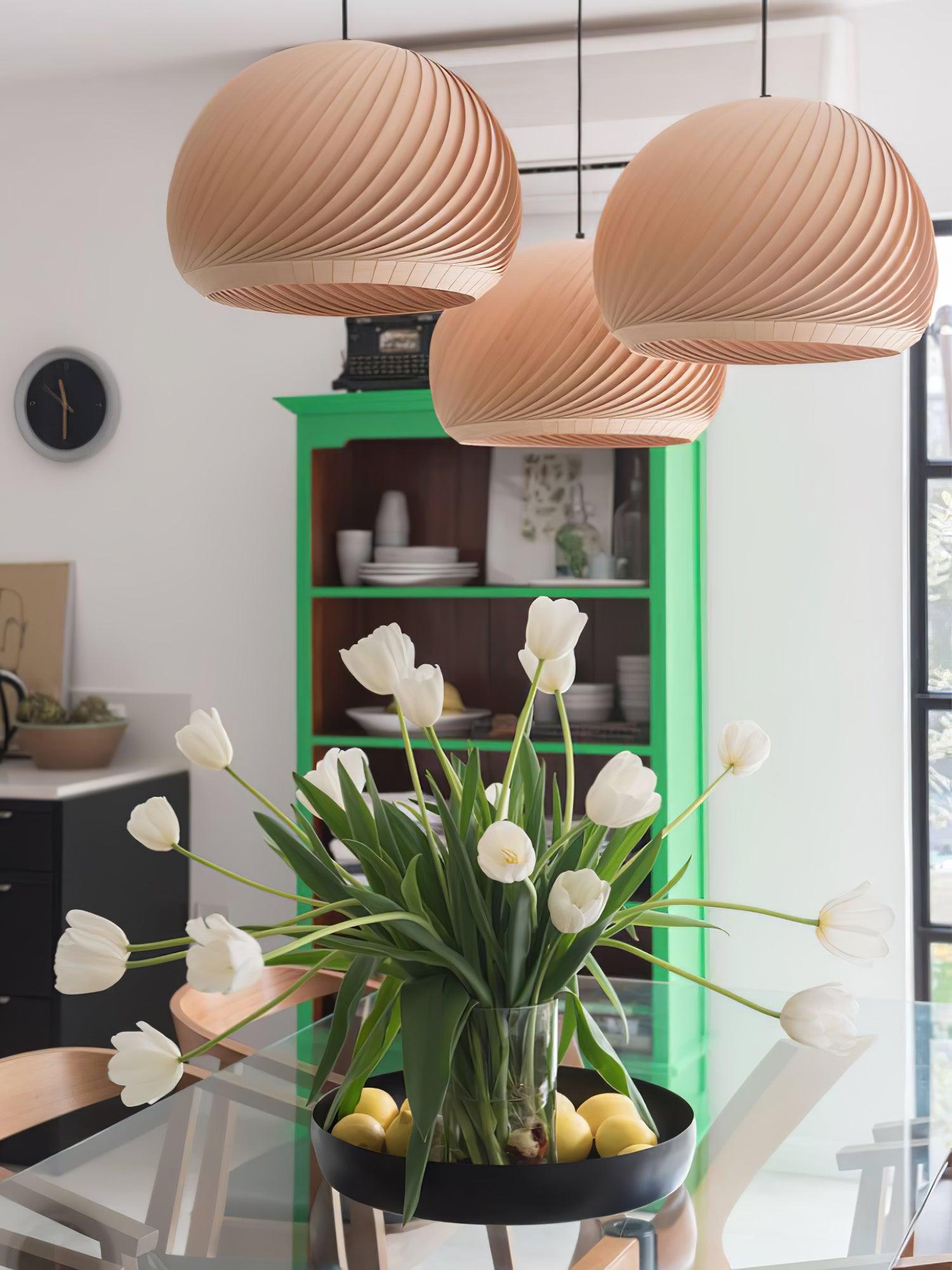 Spirava - Suspension spirale vintage en bois
