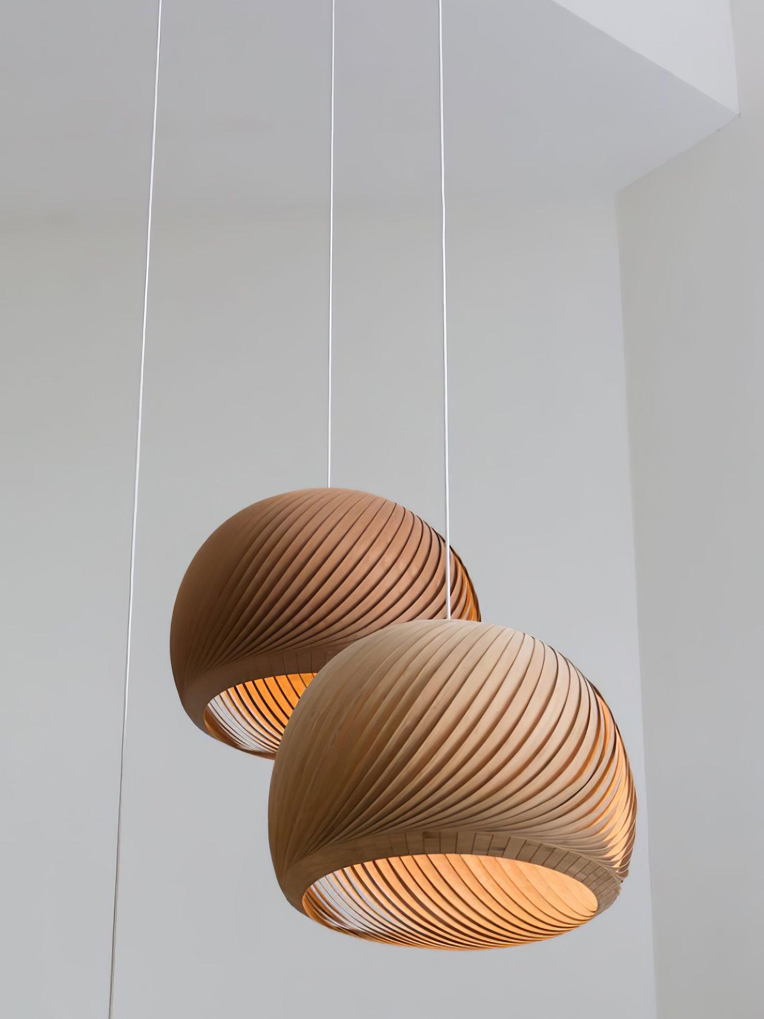 Spirava - Suspension spirale vintage en bois