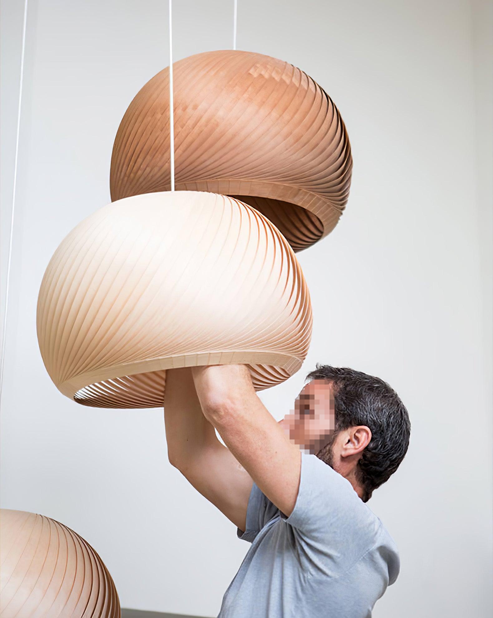 Spirava - Suspension spirale vintage en bois