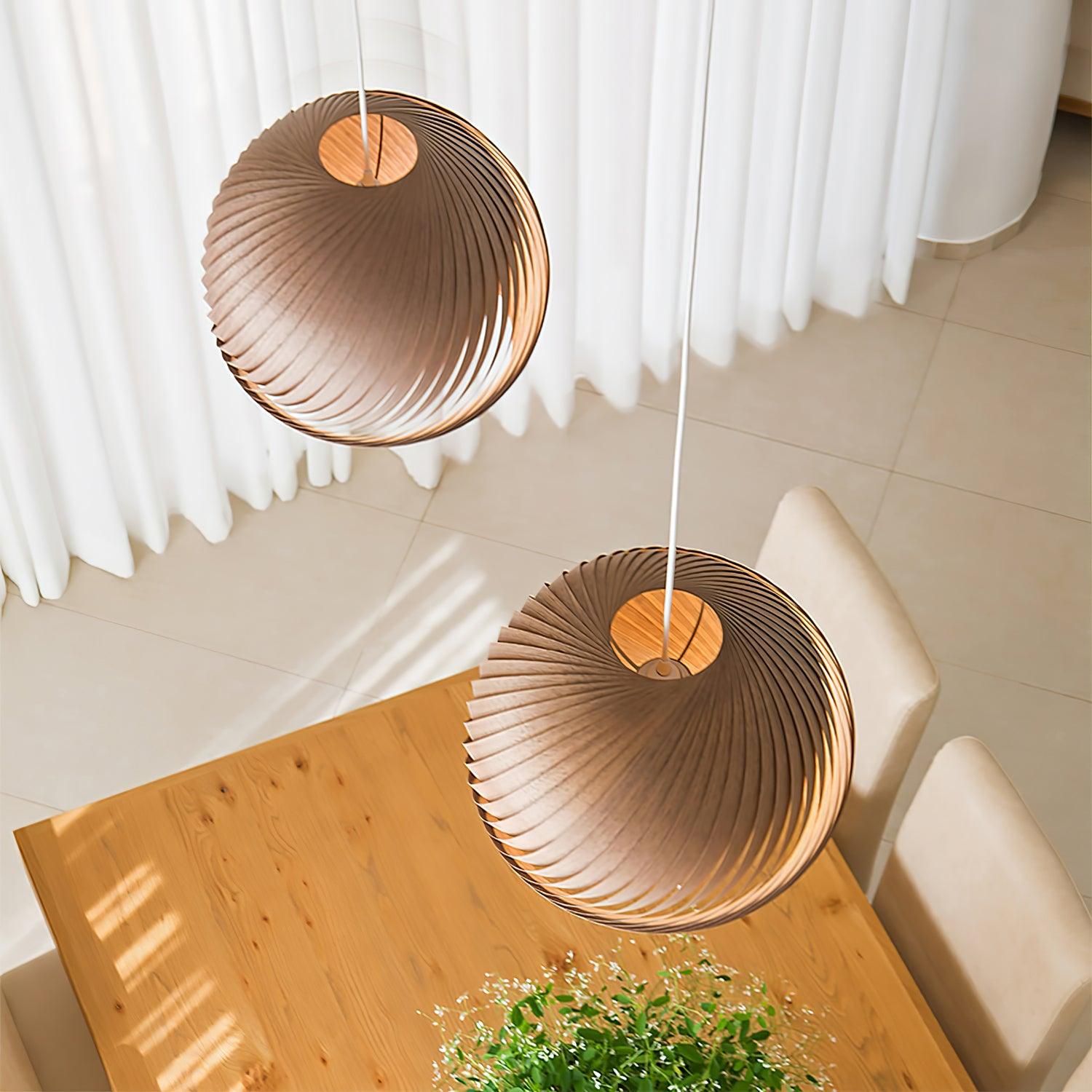 Spirava - Suspension spirale vintage en bois