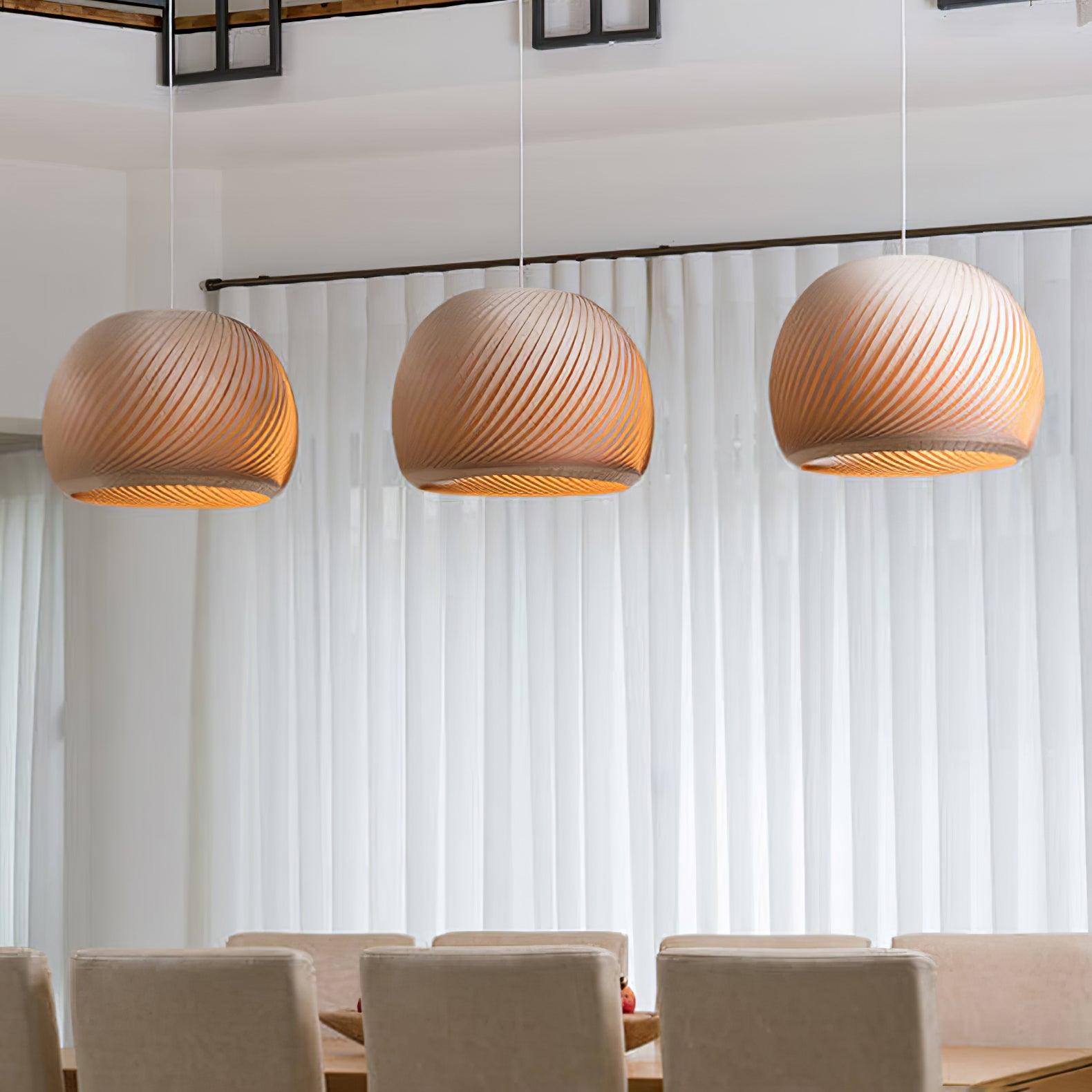 Spirava - Suspension spirale vintage en bois