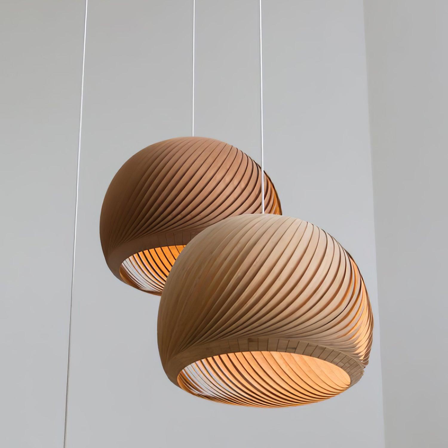 Spirava - Suspension spirale vintage en bois