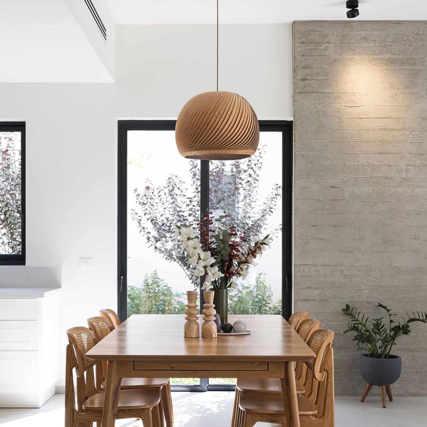 Spirava - Suspension spirale vintage en bois