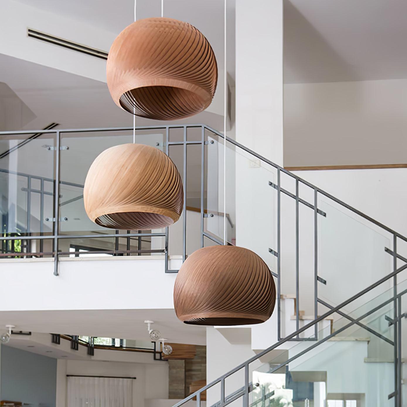Spirava - Suspension spirale vintage en bois