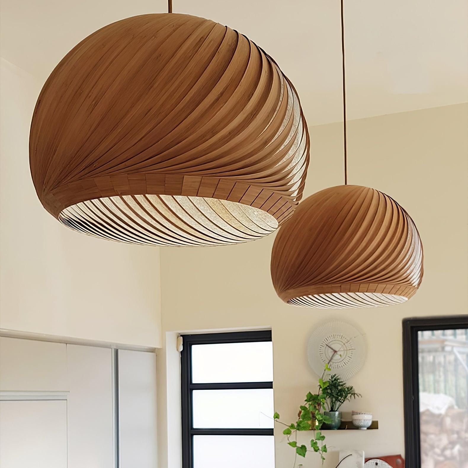 Spirava - Suspension spirale vintage en bois