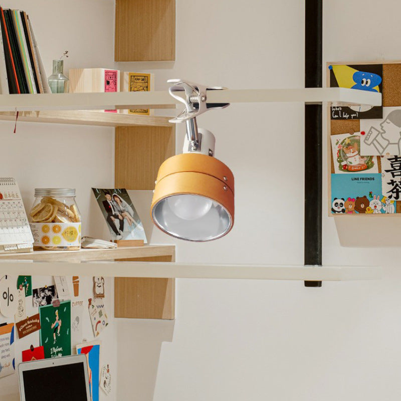 Kiyoran - Lampe de table japonaise ronde à clip bois fer acrylique