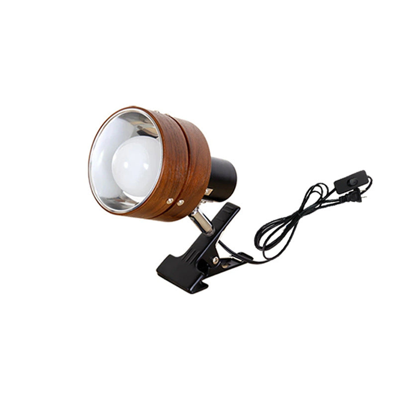 Kiyoran - Lampe de table japonaise ronde à clip bois fer acrylique