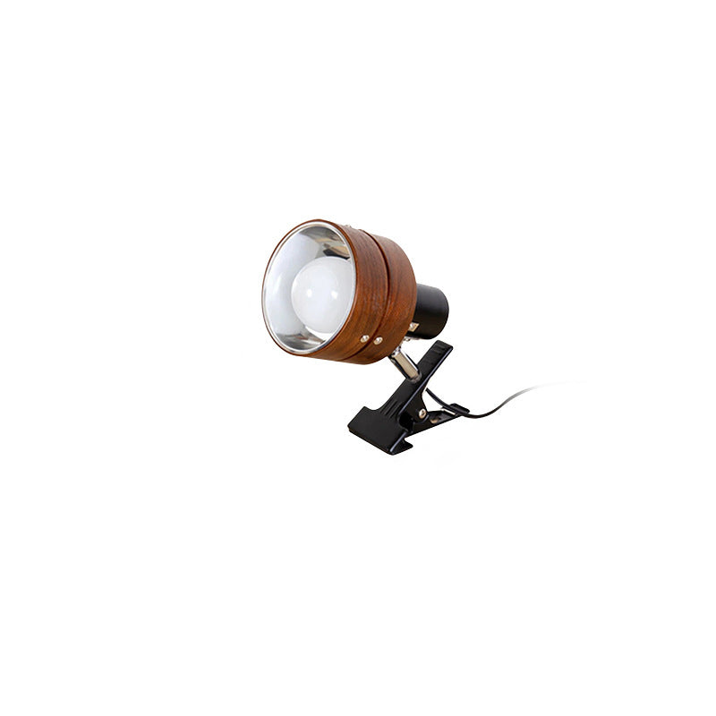 Kiyoran - Lampe de table japonaise ronde à clip bois fer acrylique