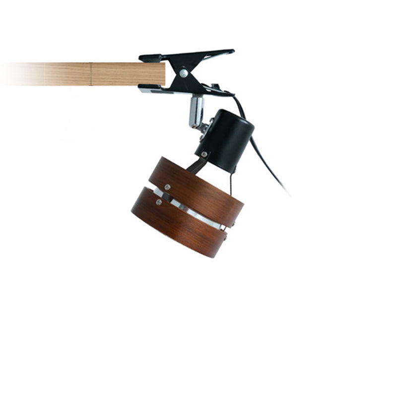 Kiyoran - Lampe de table japonaise ronde à clip bois fer acrylique