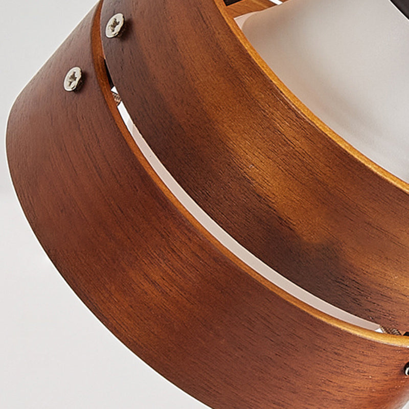 Kiyoran - Lampe de table japonaise ronde à clip bois fer acrylique
