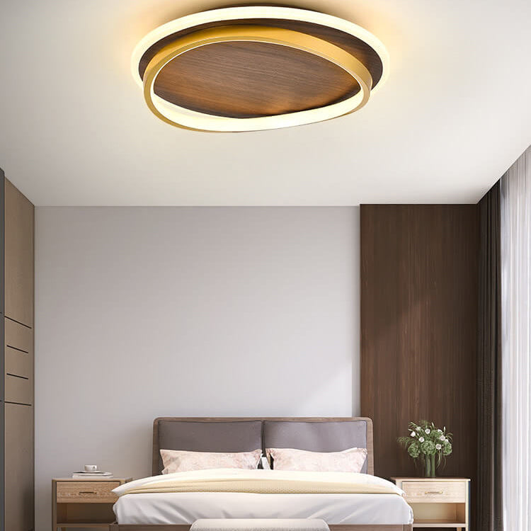 Conrain - Plafonnier LED circulaire grain de noyer nordique