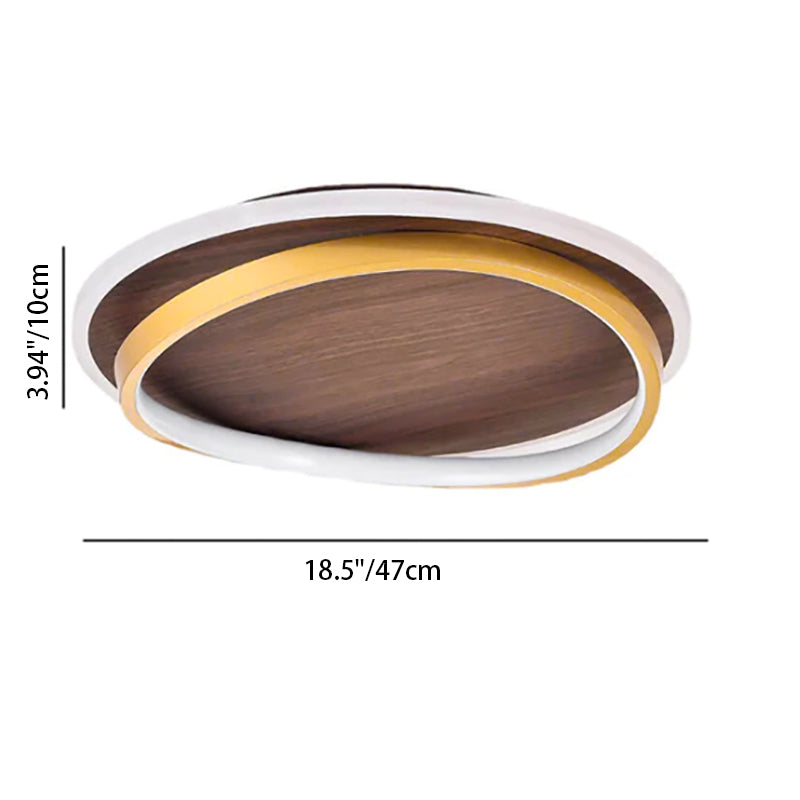 Conrain - Plafonnier LED circulaire grain de noyer nordique