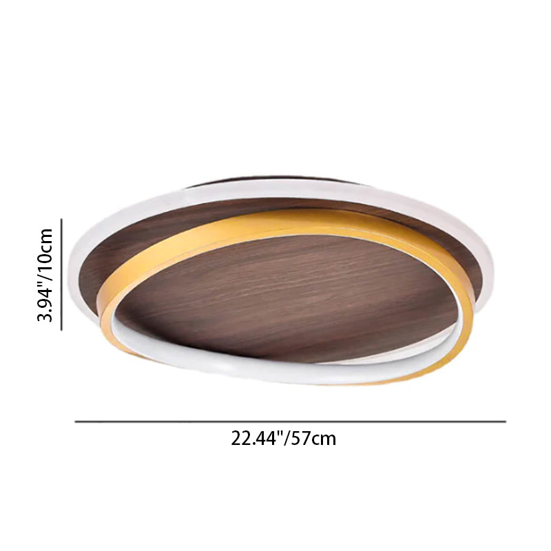 Conrain - Plafonnier LED circulaire grain de noyer nordique