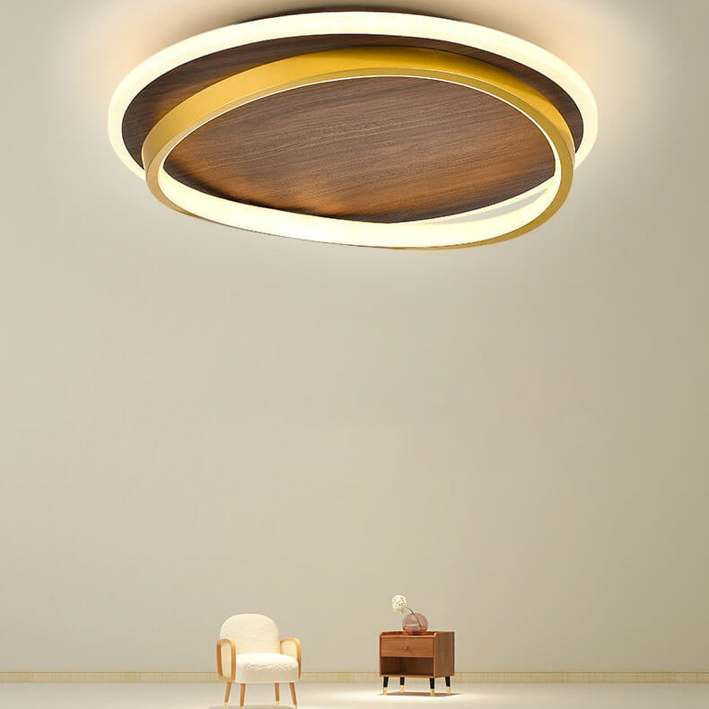 Conrain - Plafonnier LED circulaire grain de noyer nordique