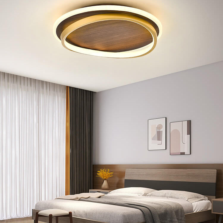 Conrain - Plafonnier LED circulaire grain de noyer nordique