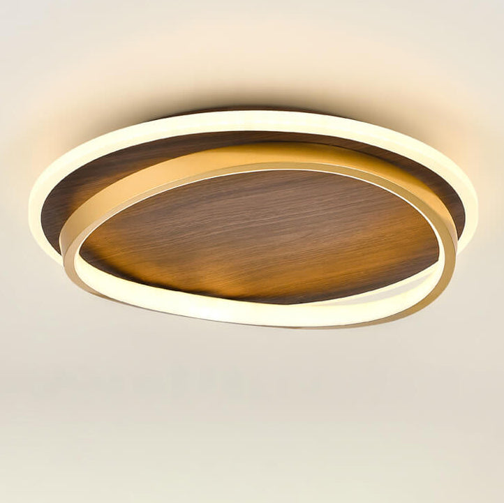 Conrain - Plafonnier LED circulaire grain de noyer nordique