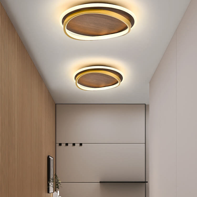 Conrain - Plafonnier LED circulaire grain de noyer nordique
