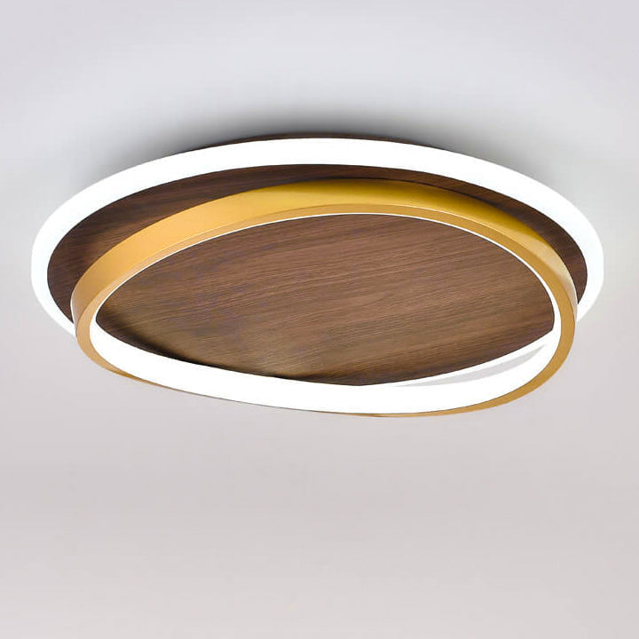 Conrain - Plafonnier LED circulaire grain de noyer nordique