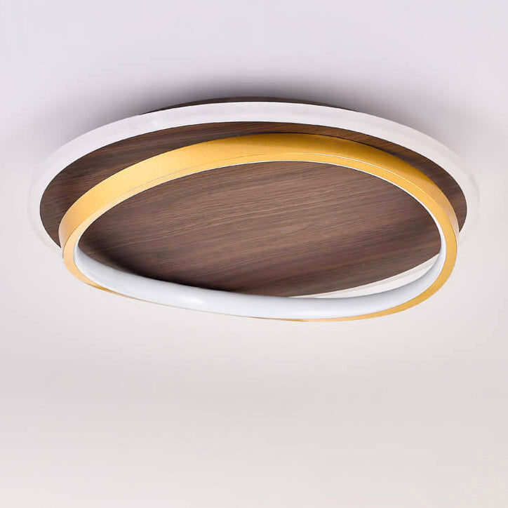 Conrain - Plafonnier LED circulaire grain de noyer nordique