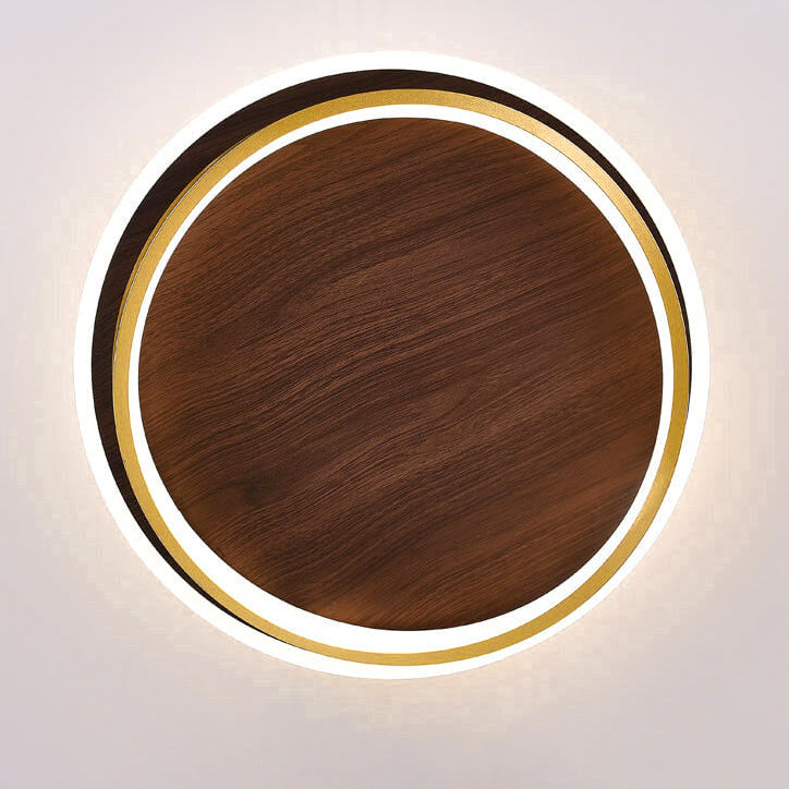 Conrain - Plafonnier LED circulaire grain de noyer nordique