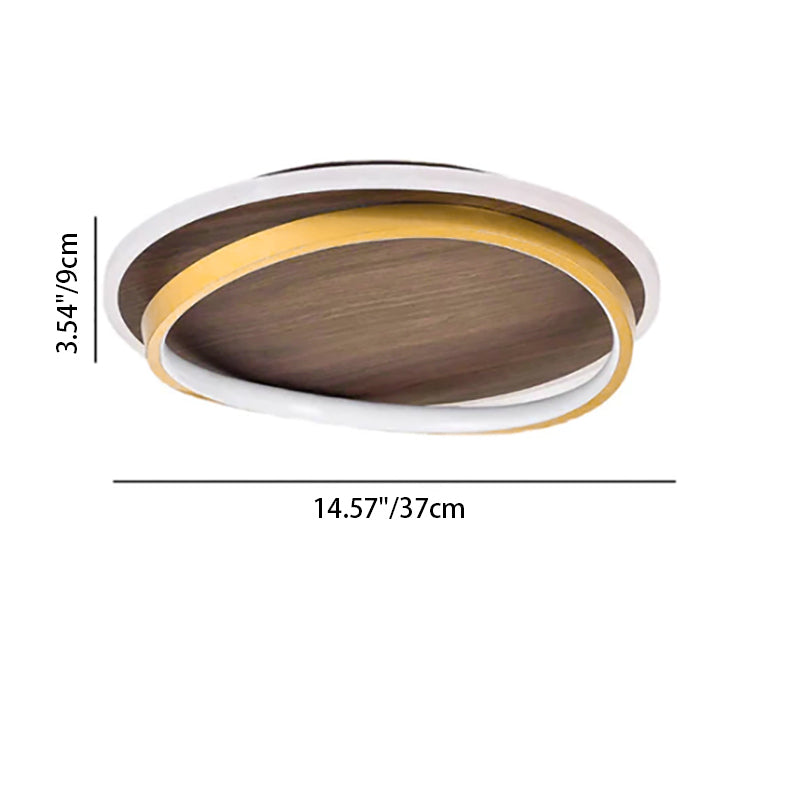 Conrain - Plafonnier LED circulaire grain de noyer nordique