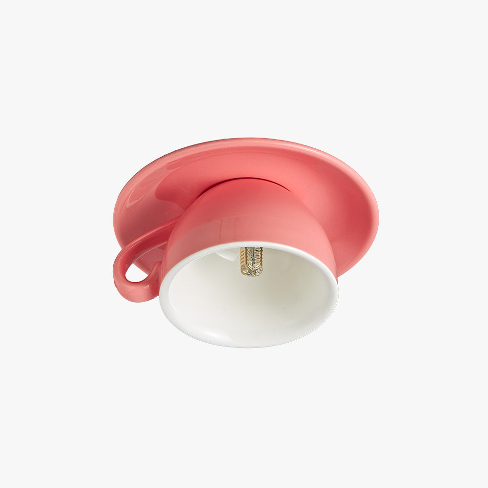 Valentin – Plafonnier moderne design tasse à café en céramique bleu rose jaune
