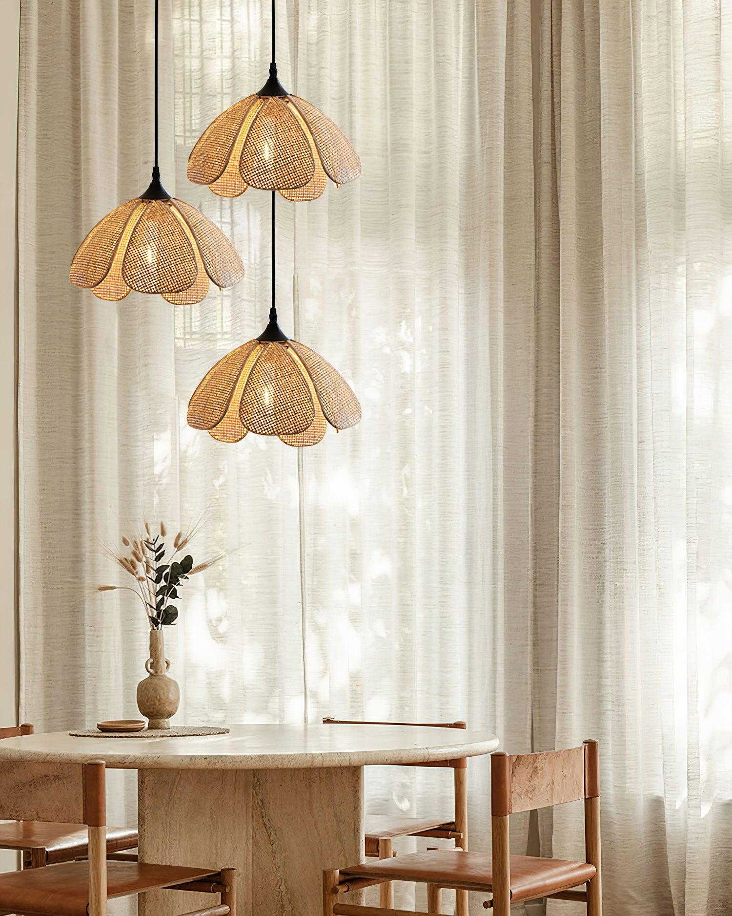Eurvion - Lampada a sospensione in tessuto di rattan