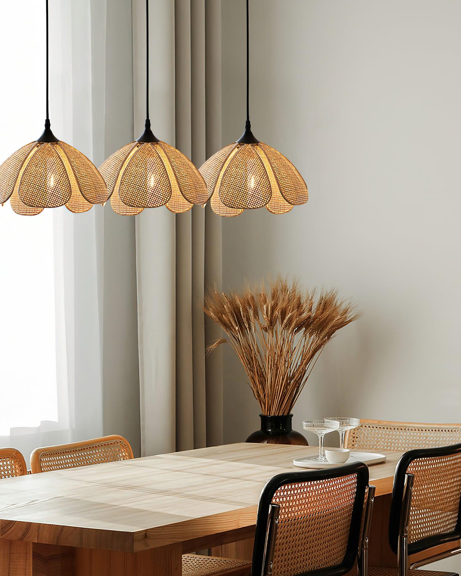 Eurvion - Lampada a sospensione in tessuto di rattan