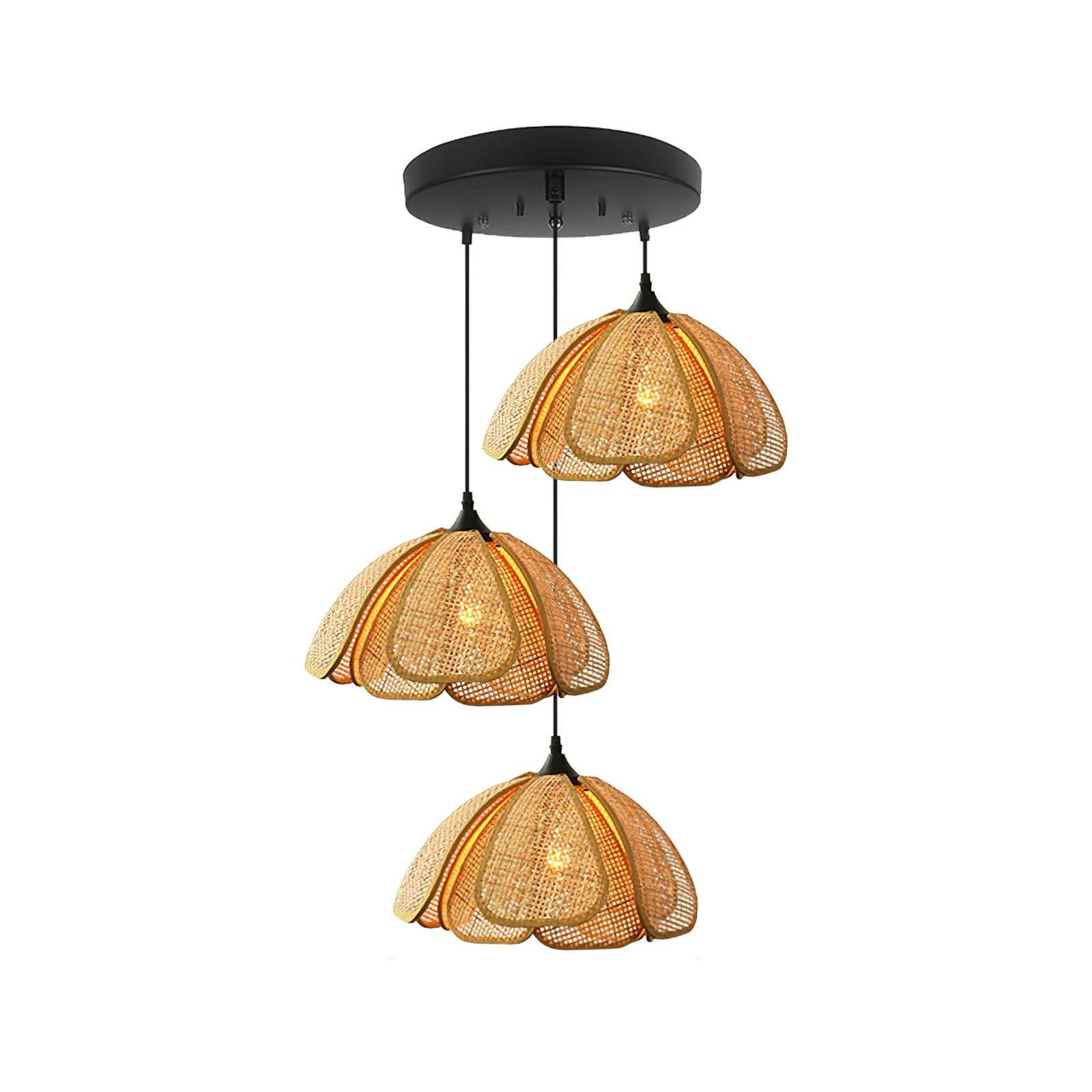 Eurvion - Lampada a sospensione in tessuto di rattan
