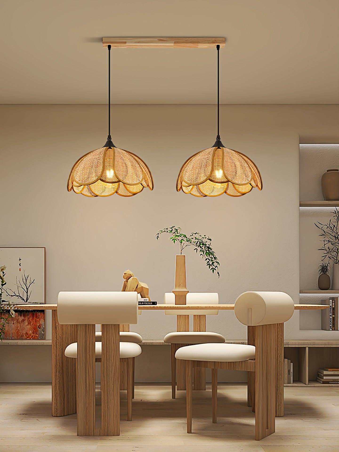 Eurvion - Lampada a sospensione in tessuto di rattan