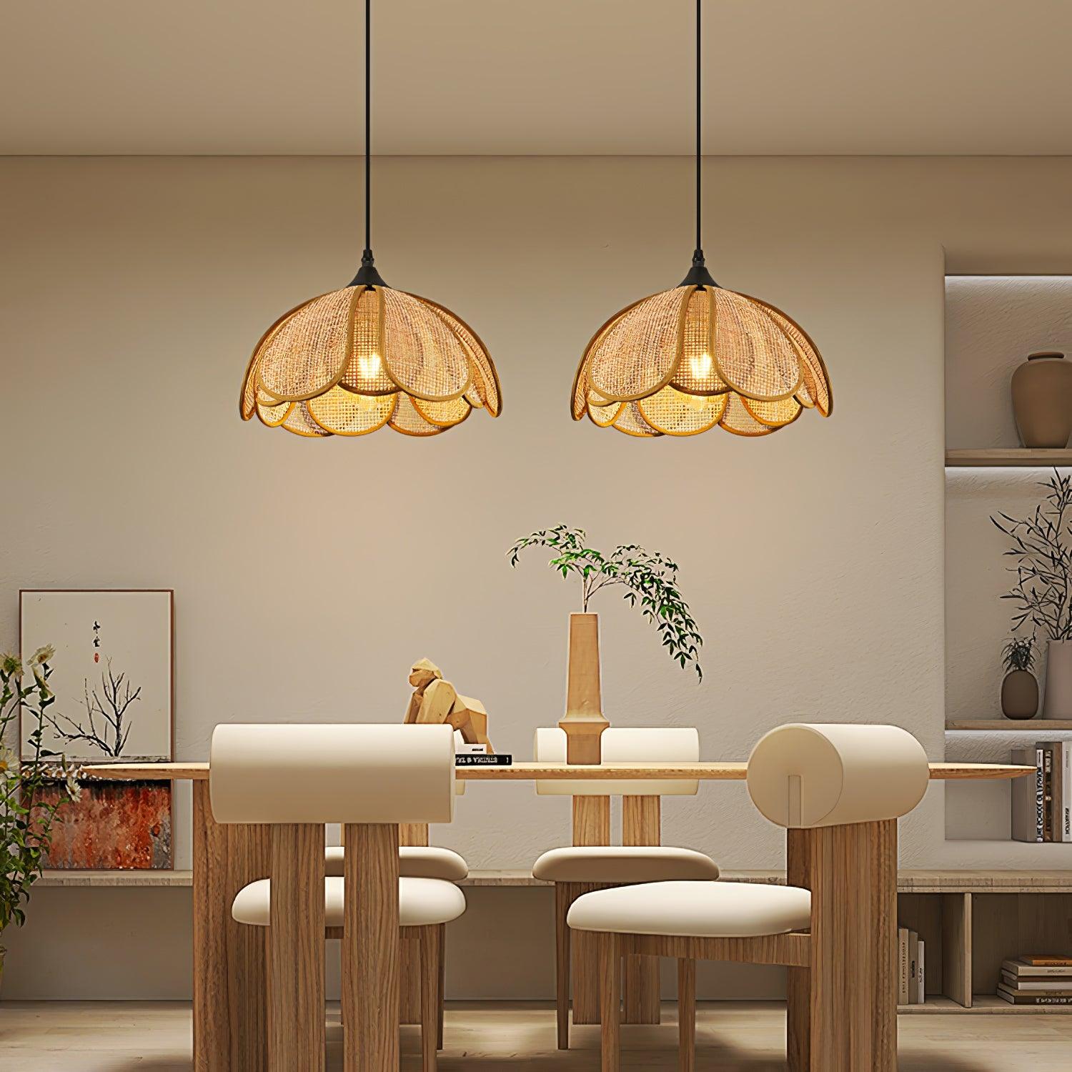Eurvion - Lampada a sospensione in tessuto di rattan