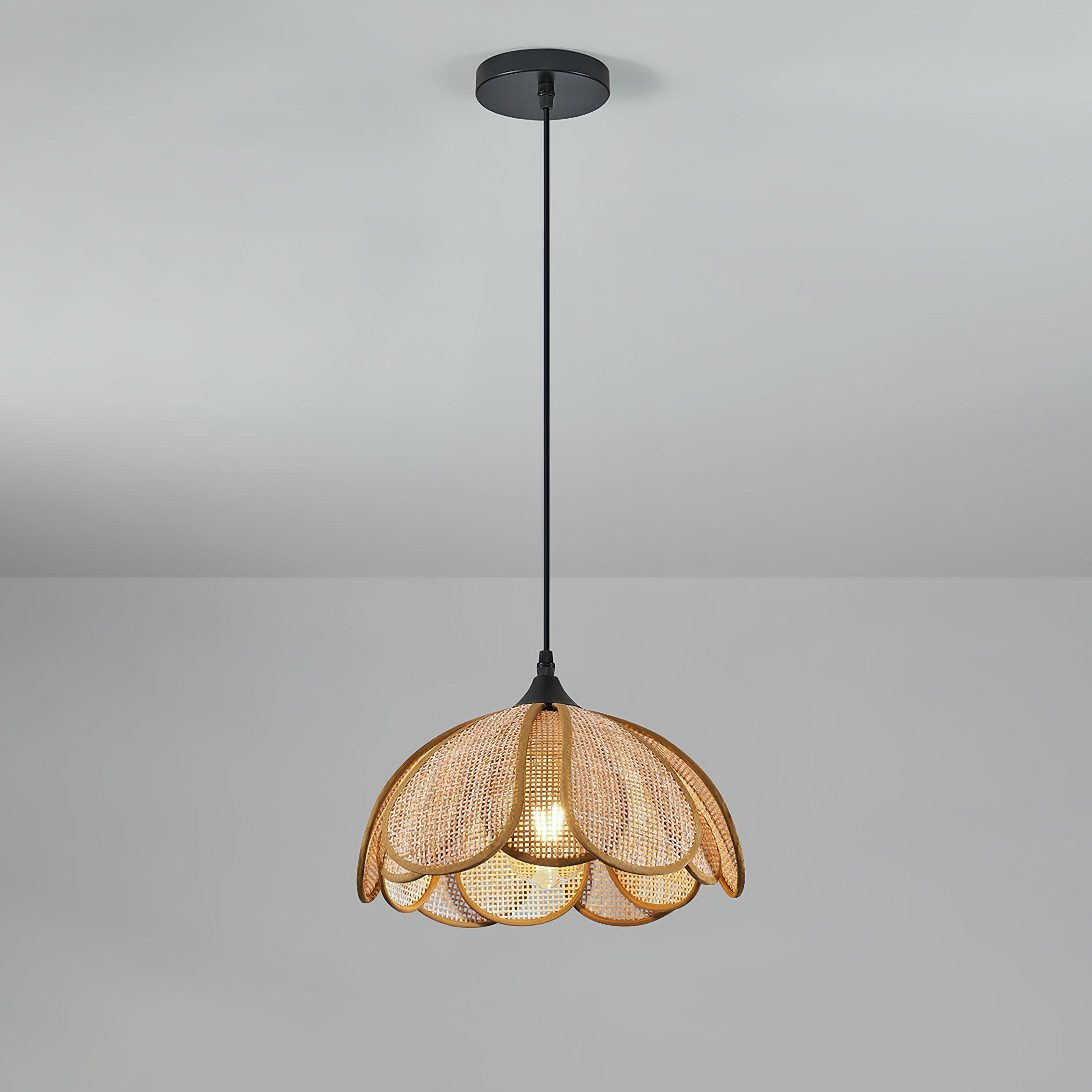 Eurvion - Lampada a sospensione in tessuto di rattan