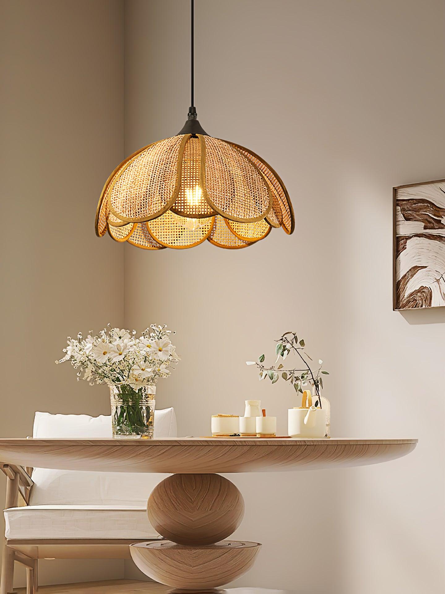 Eurvion - Lampada a sospensione in tessuto di rattan