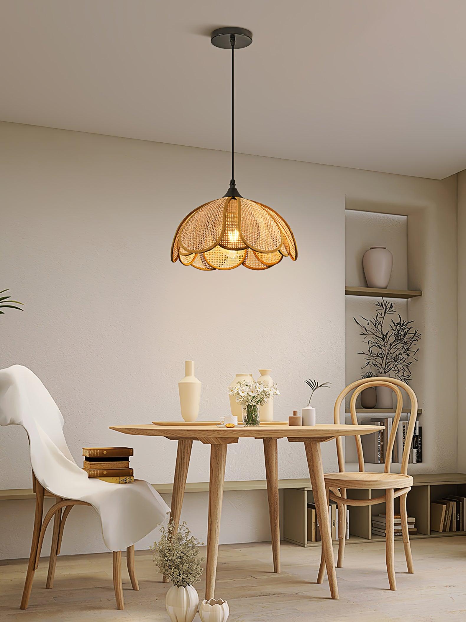 Eurvion - Lampada a sospensione in tessuto di rattan