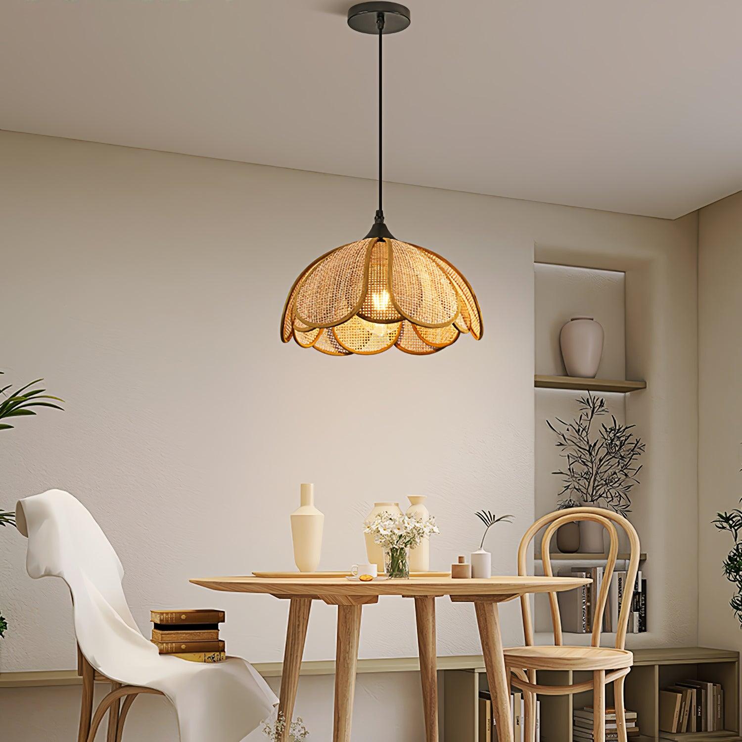 Eurvion - Lampada a sospensione in tessuto di rattan