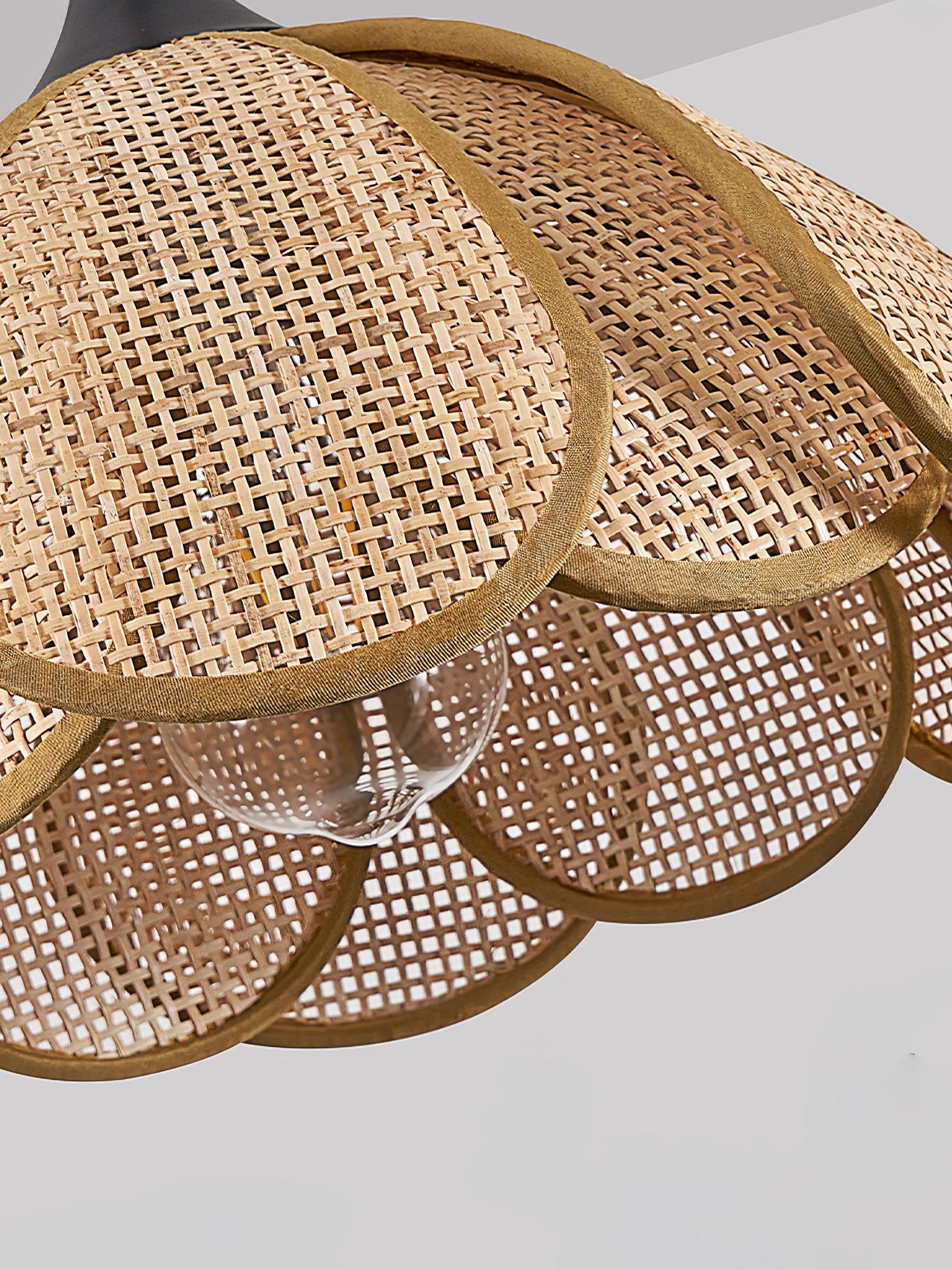Eurvion - Lampada a sospensione in tessuto di rattan