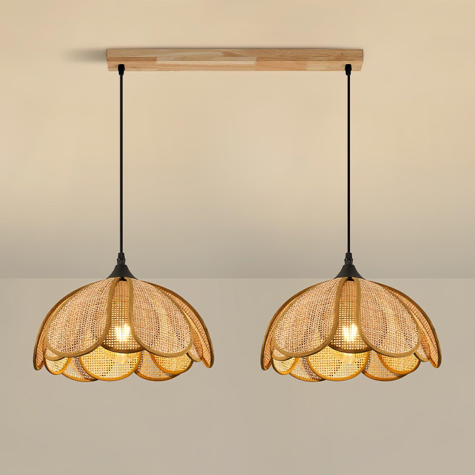 Eurvion - Lampada a sospensione in tessuto di rattan