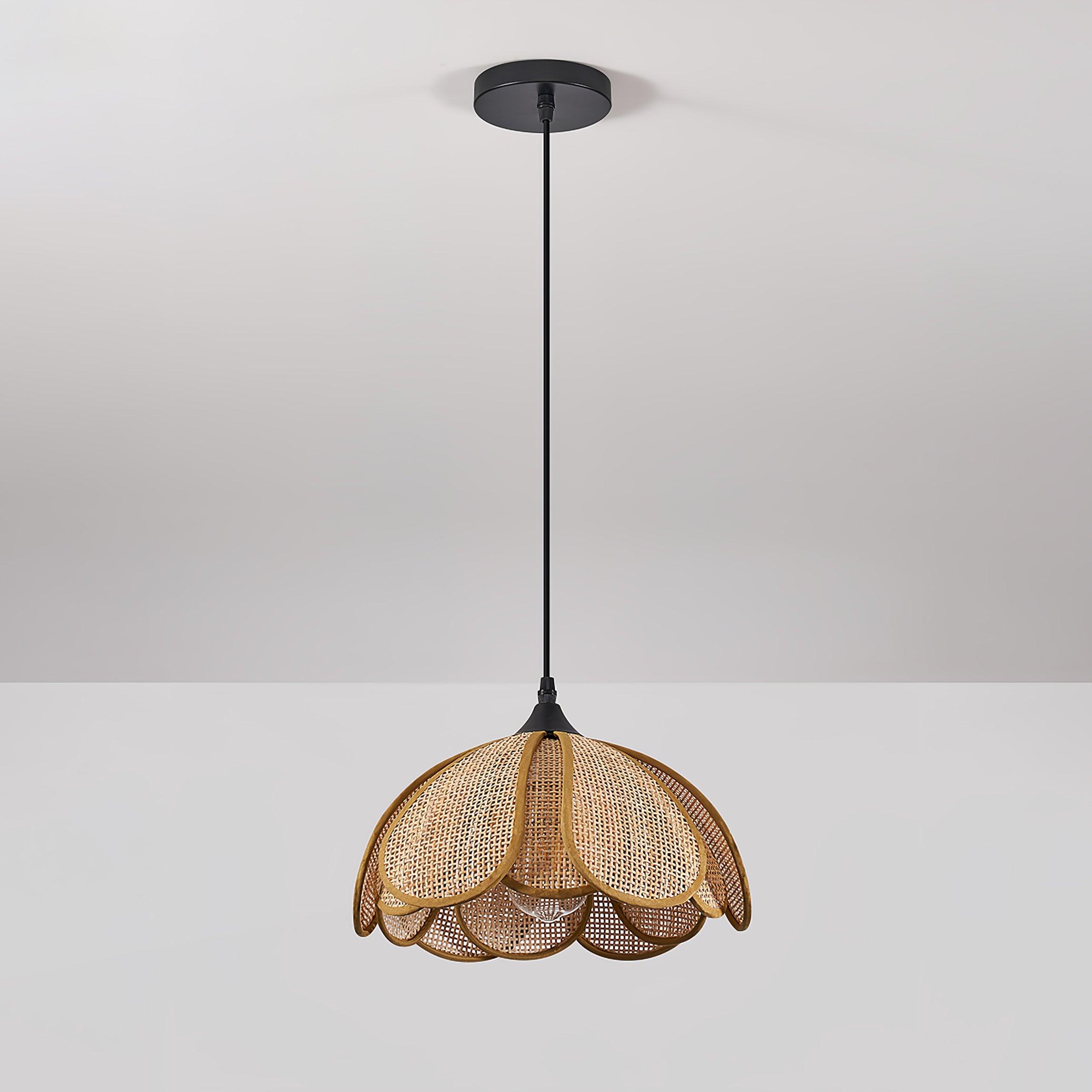Eurvion - Lampada a sospensione in tessuto di rattan