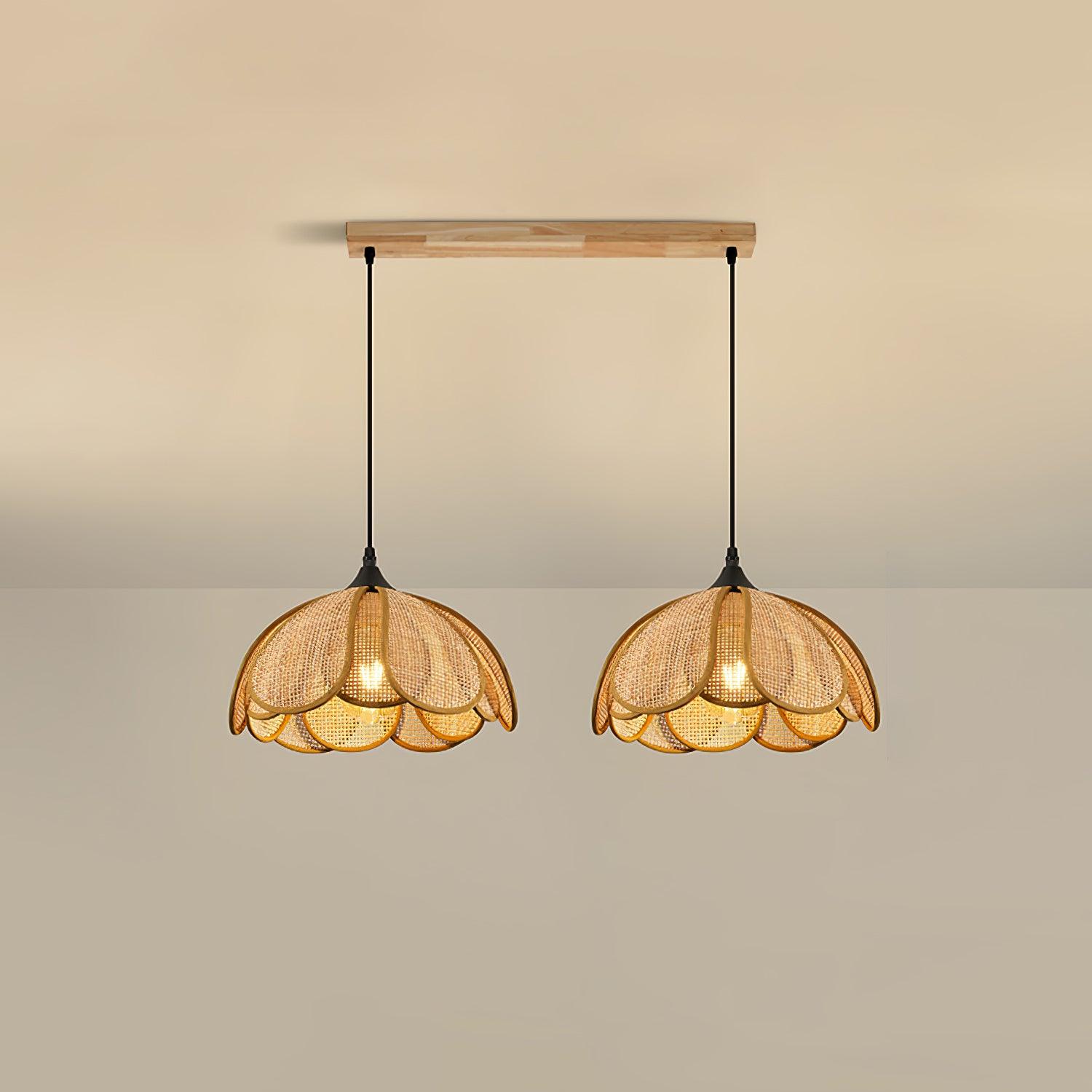 Eurvion - Lampada a sospensione in tessuto di rattan