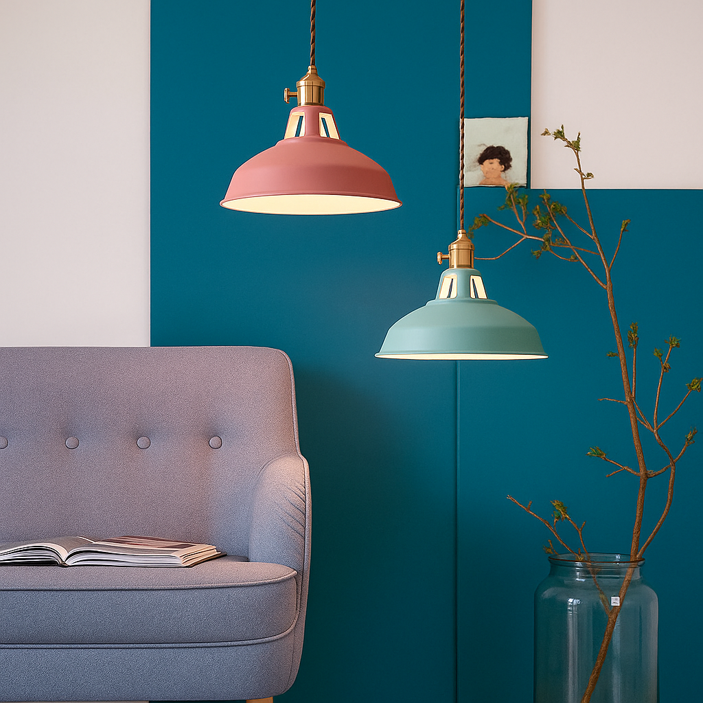 Colorful Metal Dome Industrial Pendant Light LED Single - Image 8