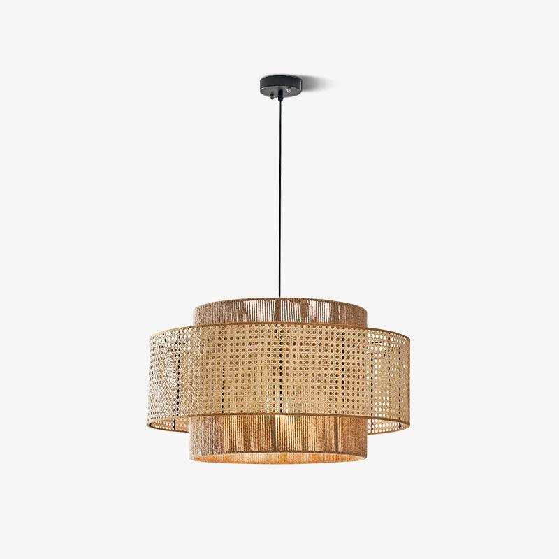 Ulshayra – Lampada a sospensione in rattan concentrico