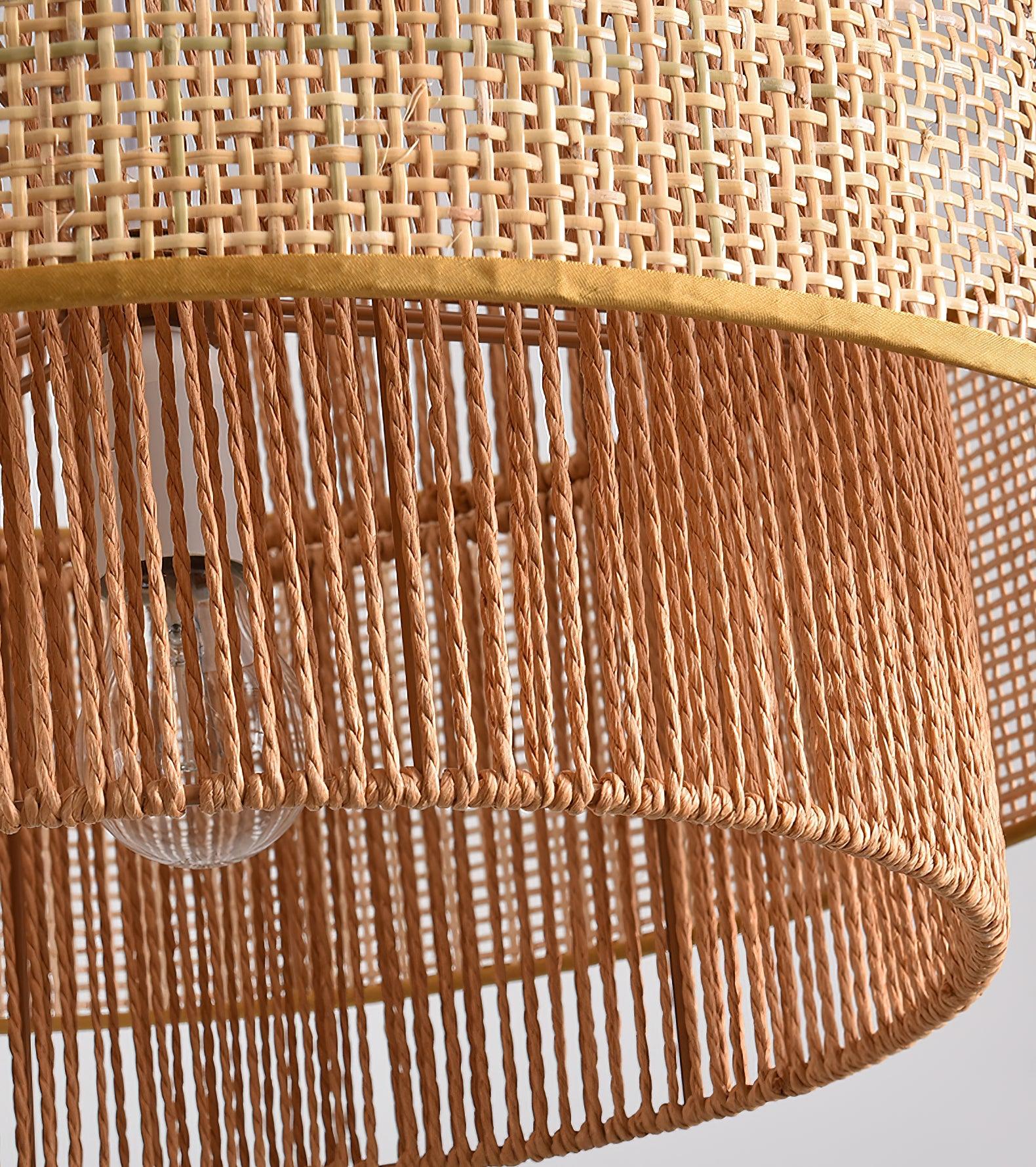 Ulshayra – Lampada a sospensione in rattan concentrico