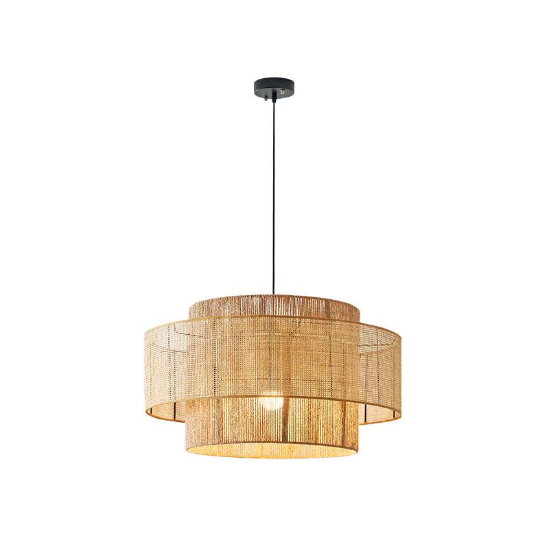 Ulshayra – Lampada a sospensione in rattan concentrico
