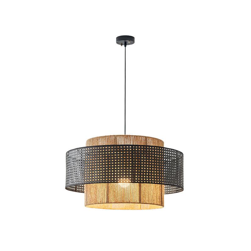 Ulshayra – Lampada a sospensione in rattan concentrico