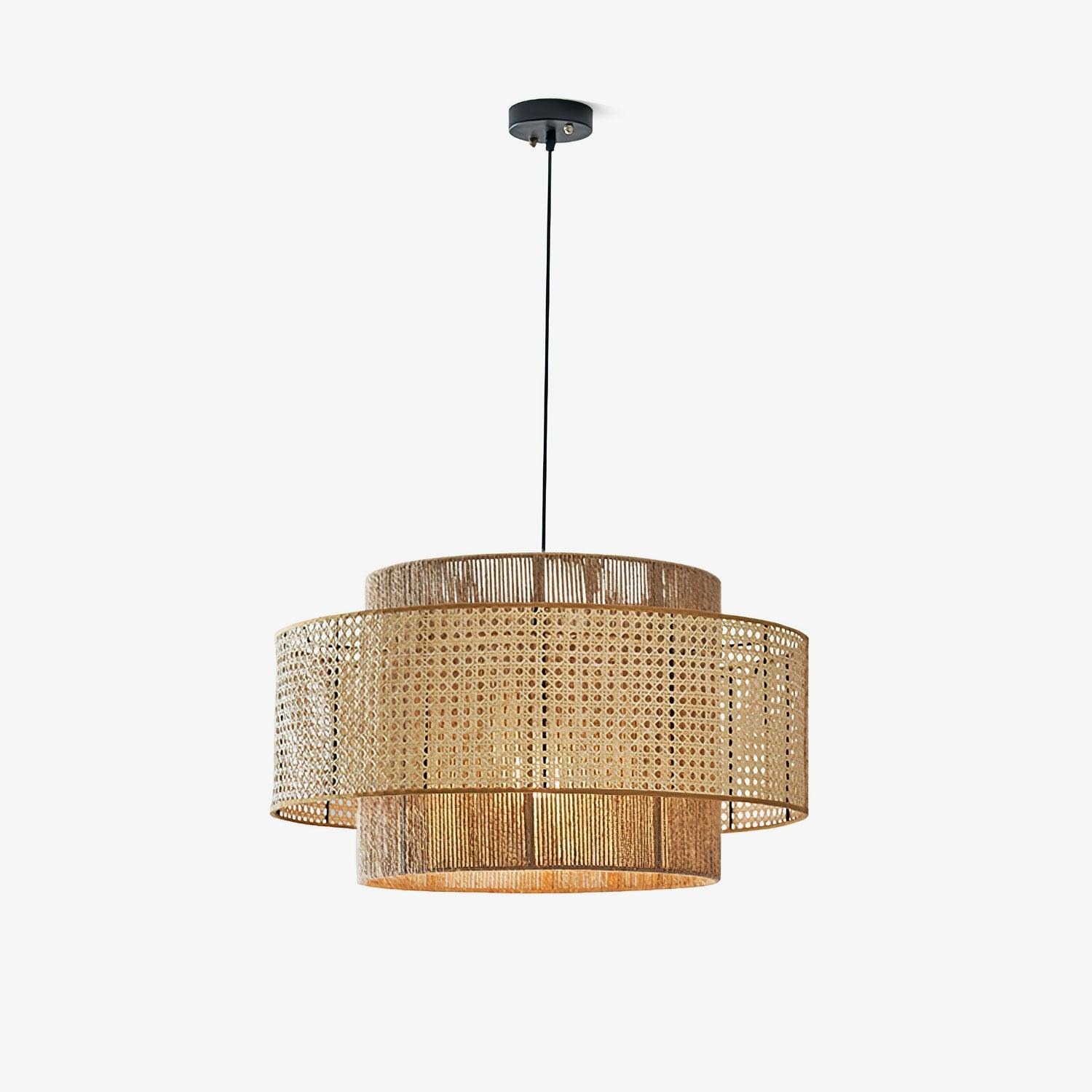Ulshayra – Lampada a sospensione in rattan concentrico