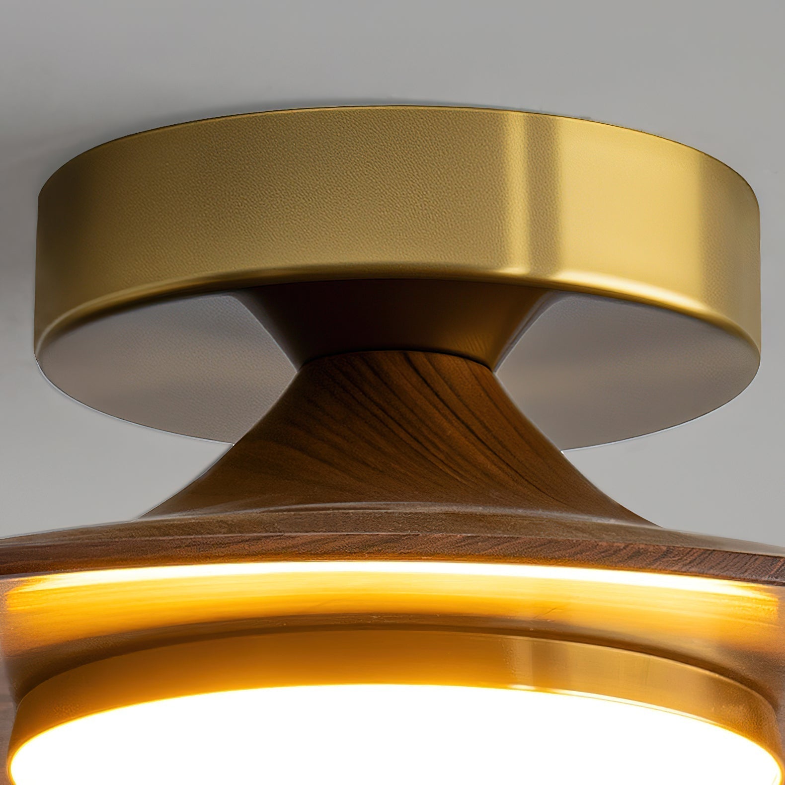 Cedora - Lampada da soffitto LED a plafone contemporanea con struttura in metallo e accento in legno 24cm