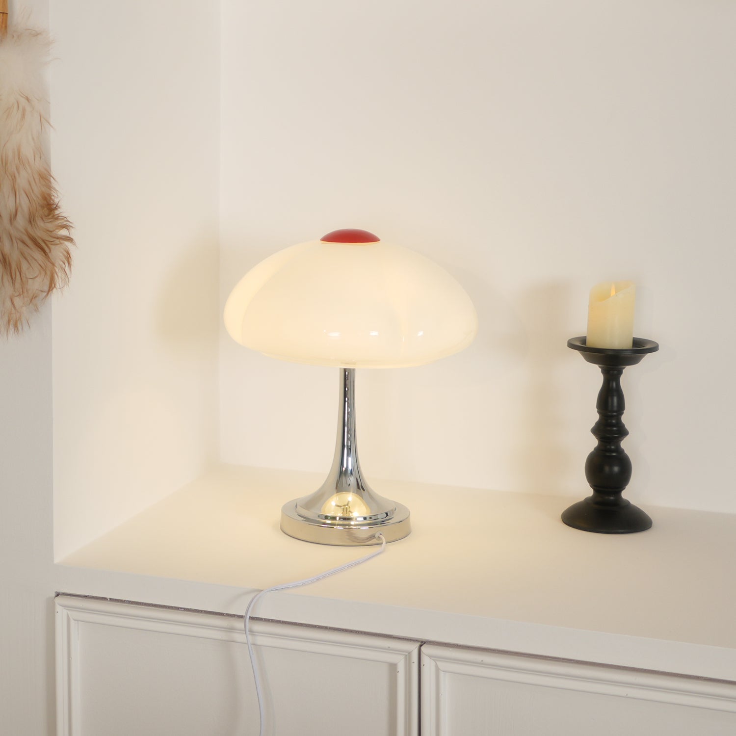 Lunari – Lampada da tavolo contemporanea con finitura cromata
