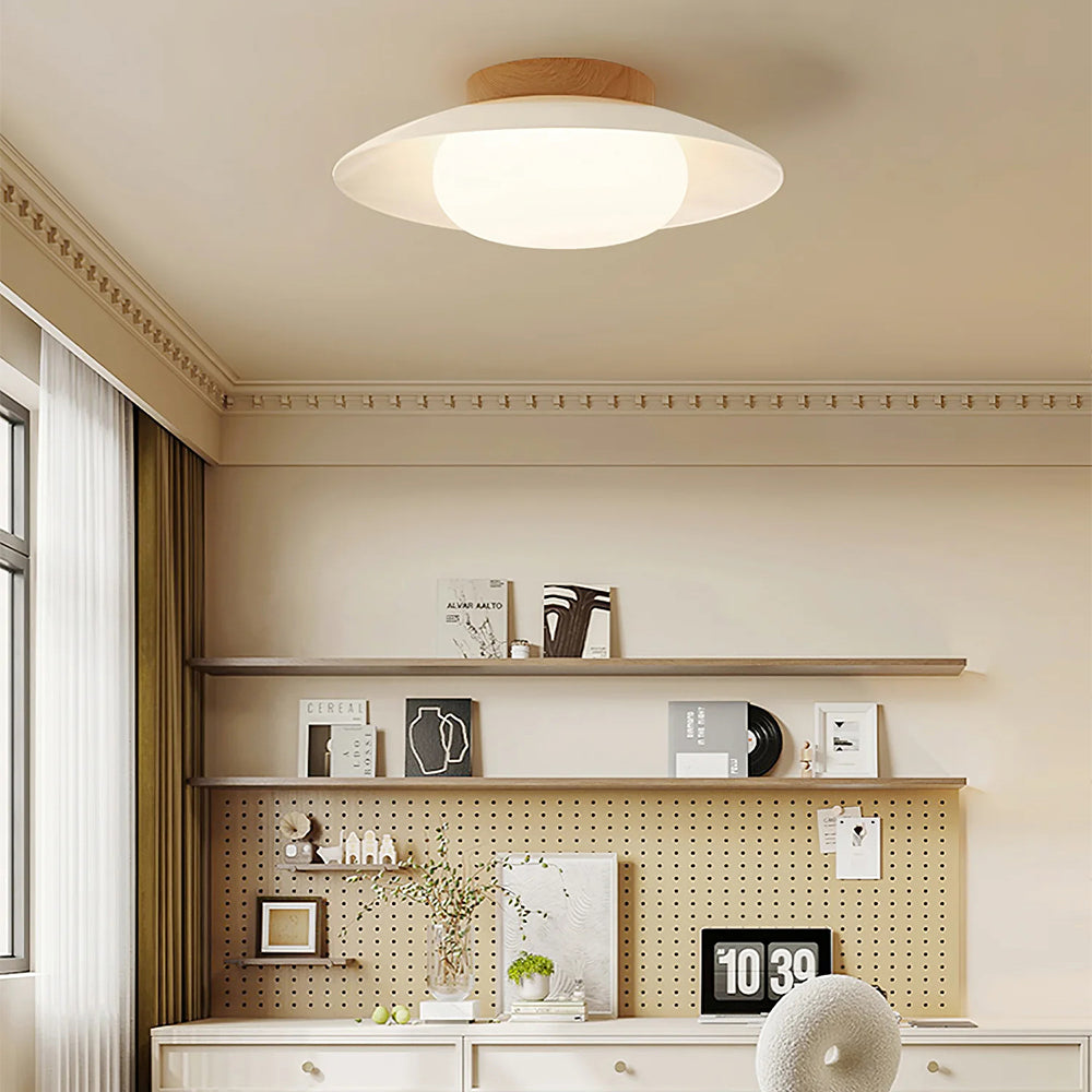 Veloura - Plafonnier rond crème blanc