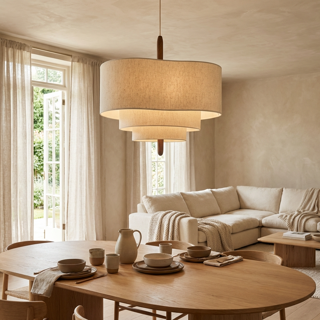 Wabi Sabi Linen Pendant Light Fabric Ceiling Lamp - Image 6